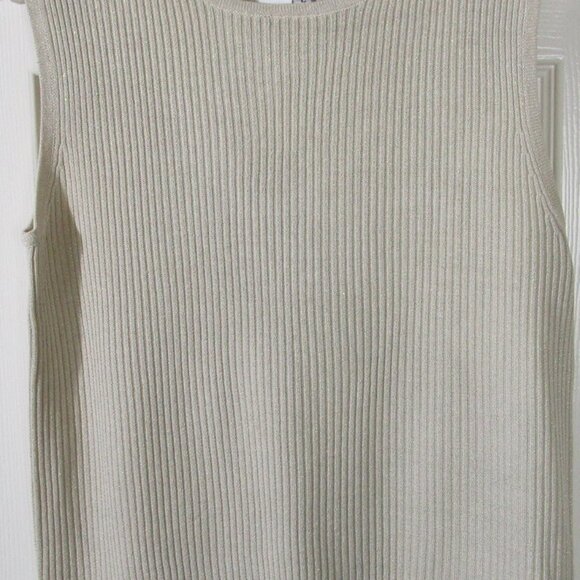 NWT Joseph A. Metallic Silk Blend Champagne Beige Shimmer Sweater Tank Shell, L - Picture 6 of 8
